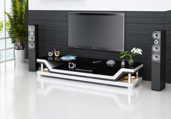 RTV TV dressoir Leder Glas Tafel Televisiekast Tafel Designer 3009