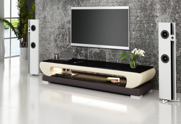 RTV TV dressoir Leder Glas Tisch Fernseh Schrank Tisch Designer 403