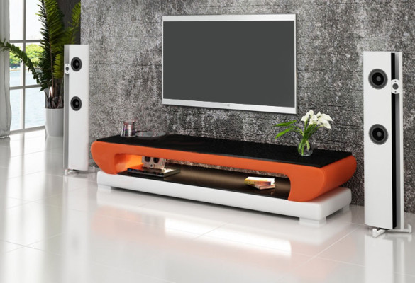 RTV TV dressoir Leder Glas Tisch Fernseh Schrank Tisch Designer 403