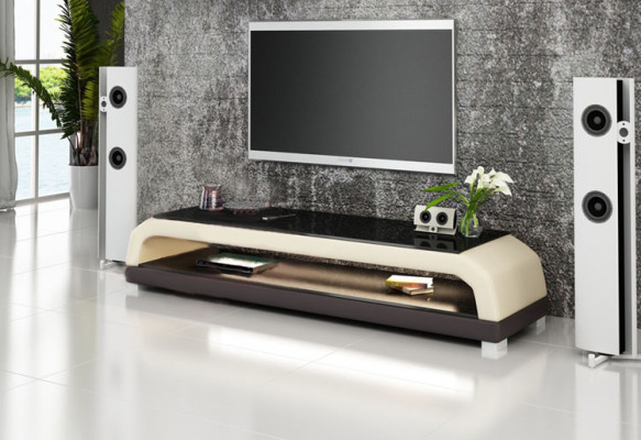 RTV TV dressoir Leder Glas Tafel TV-kastje Tafel Designer 6108