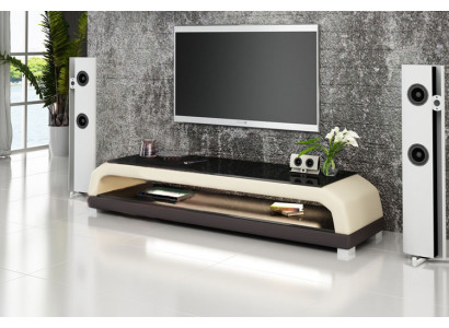 RTV TV dressoir Leder Glas Tafel TV-kastje Tafel Designer 6108