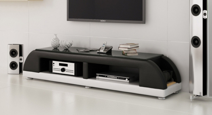 RTV TV dressoir Lederen glazen tafel TV-kast Tafel Lowboard Ma.A