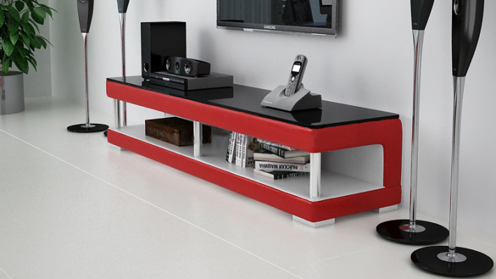 RTV TV meubel Lederen glazen tafel Televisiekast Lage tafel Mo.C
