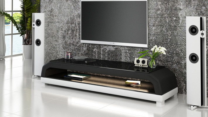RTV TV Sideboard Leder Glas Tafel TV kast Tafel Lowboard Mo.G