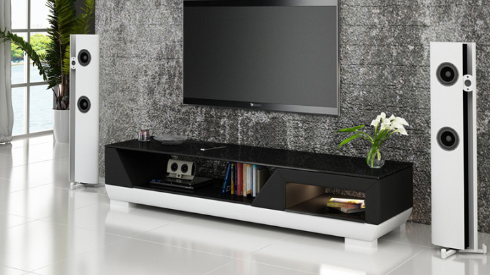 RTV TV dressoir Leder Glas Tisch televisiekast Tabel Lowboard Mo.I