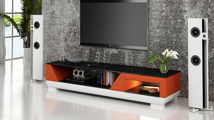 RTV TV dressoir Leder Glas Tisch televisiekast Tabel Lowboard Mo.I