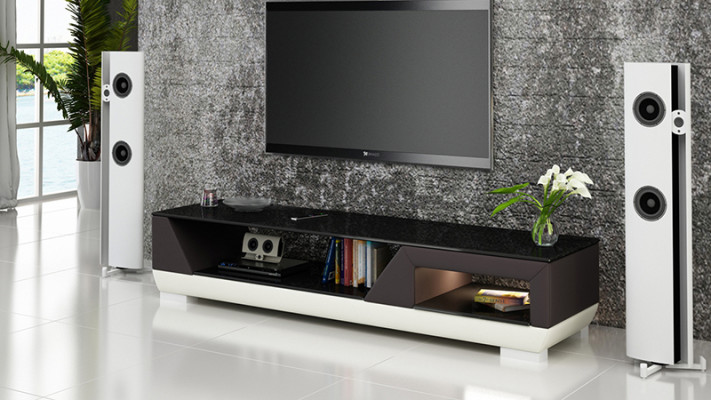 RTV TV dressoir Leder Glas Tisch televisiekast Tabel Lowboard Mo.I
