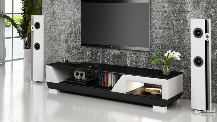 RTV TV dressoir Leder Glas Tisch televisiekast Tabel Lowboard Mo.I