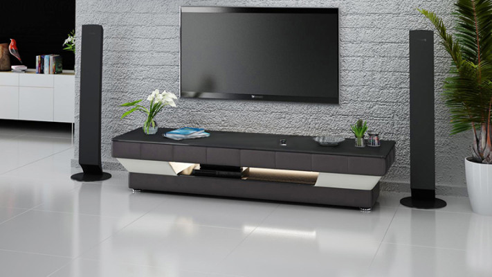 RTV TV dressoir Leder Glas Tabelle Fernsehschrank Tabelle Lowboard Mo.J