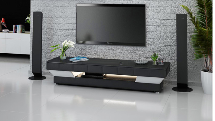 RTV TV dressoir Leder Glas Tabelle Fernsehschrank Tabelle Lowboard Mo.J