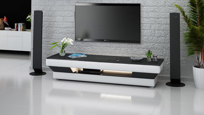 RTV TV dressoir Leder Glas Tabelle Fernsehschrank Tabelle Lowboard Mo.J