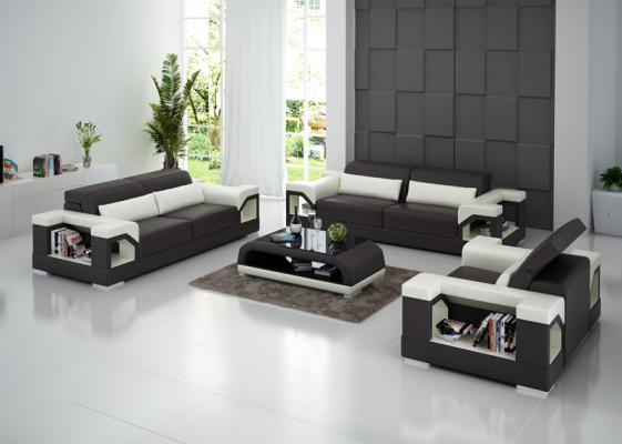 Ledersofa Bank Bankstel Set 3+2+1 Zits Bankstel Ontwerp Modern Sofa