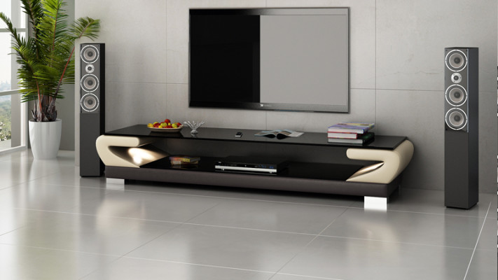 RTV TV dressoir lederen glazen tafel inrichting tv-kast tafel ontwerper