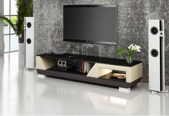 RTV-TV-meubel van leer glas decor tafel tv-kast tafel ontwerper
