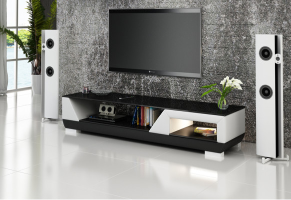 RTV-TV-meubel van leer glas decor tafel tv-kast tafel ontwerper
