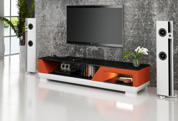 RTV-TV-meubel van leer glas decor tafel tv-kast tafel ontwerper