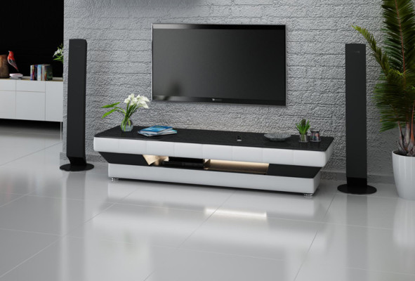 RTV TV Sideboard Leder Dekor Glas Tisch Fernseh Schrank Tisch Designer RTV TV-meubel Leer Decor Glas Tafel TV-kast Tafel Ontwerper