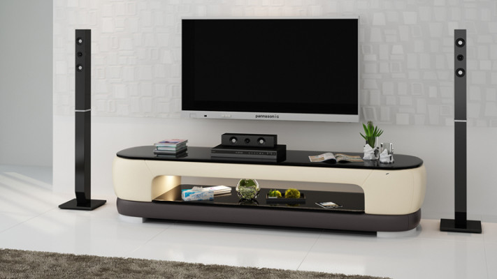 RTV TV Sideboard Decor Leder Glas Tisch Fernseh Schrank Tisch Designer.