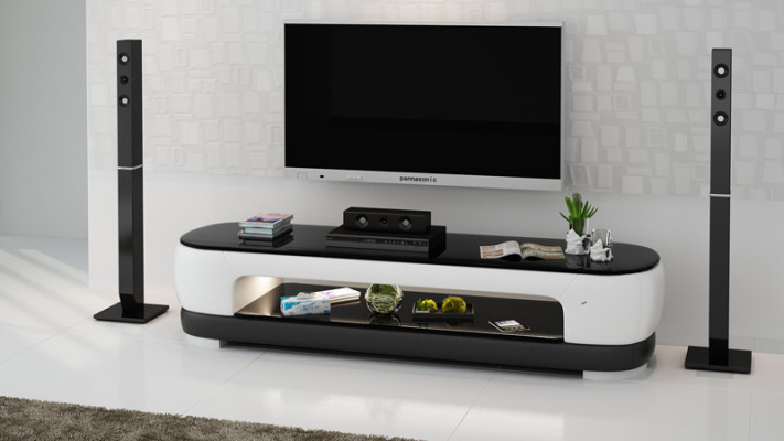 RTV TV Sideboard Decor Leder Glas Tisch Fernseh Schrank Tisch Designer.
