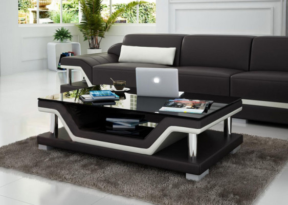 Designer salontafel Gestoffeerde tafel leer glas Moderne tafels #SB3009