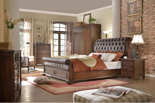 6-delige slaapkamerset (bed + 2 nachtkastjes + 2 kledingkasten + commode)