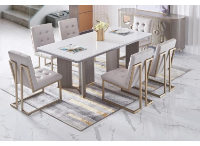 Tafelset garnituur Eettafel 6 stoelen Luxe stijl Meubilair 8-delig Stoelgroep