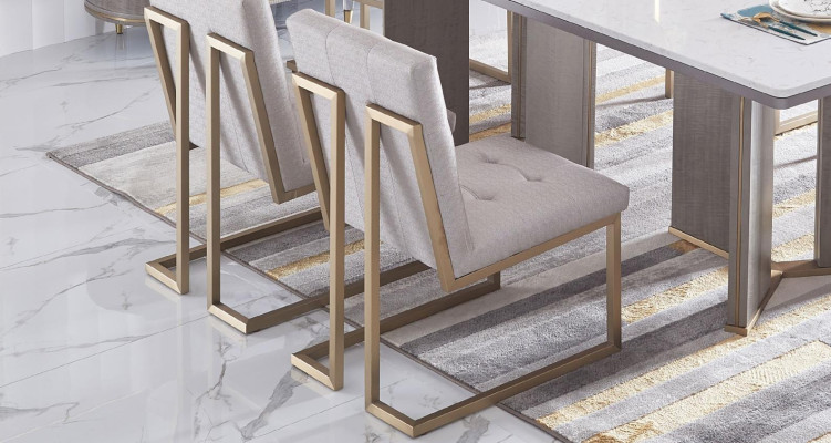 Eetkamer design meubilair, stoelengroep, tafel, 6 leuningstoelen, set meubilair nieuw.