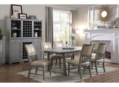 Eettafel set Tafel 6x Stoelen Stoel Eetkamer Groep Tafel Hout Leer