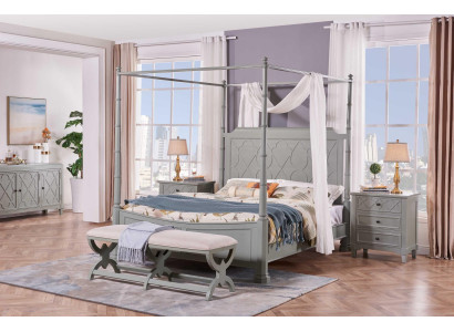 Slaapkamer compleet set in landelijke stijl modern bed nachtkastje 5-delig. Nieuw.