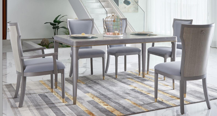 Volledige set eettafel + 6 stoelen eetkamerdecoratie set eetgroep tafel