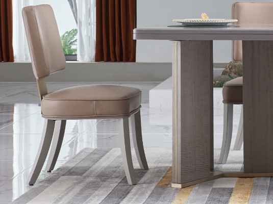 Stoel 6x Stoelen Groep Set Woon - Eetkamer Garnituur Hout Leder Textiel Nieuw