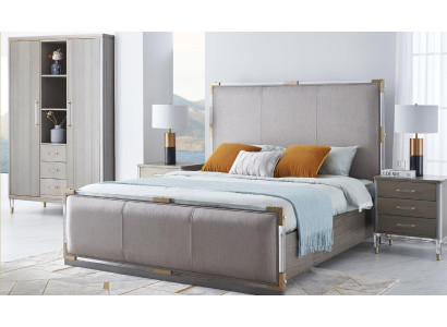 Klassieke 3-delige slaapkamerset Klassiek bed + nachtkastje Tweepersoonsbed