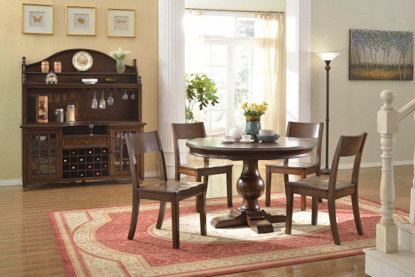 Ontwerp Ronde Tafel 4x Stoelen Eetkamer Zitplaatsen Ronde Tafel Set Hout 5-delig Set