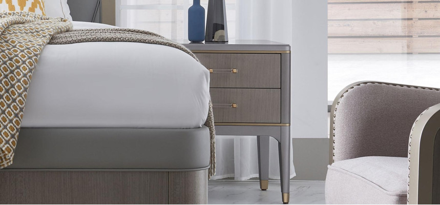 Bed 2x Nightstand 3 pcs. Bedroom Set Design Modern Luxury Group