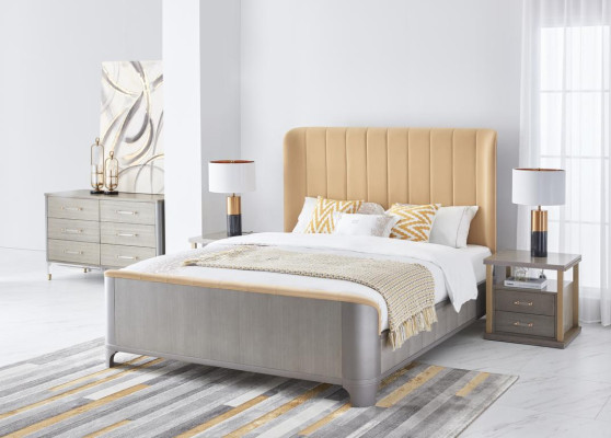 Slaapkamer set Bed Nachtkastje Ontwerp Modern Bedden Groep Leer 3-delig.