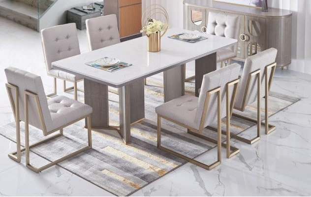 Complete set eetkamer set 6x fauteuil stoelen groepering