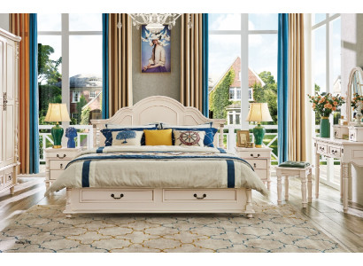 Slaapkamer set Bed Nachtkastje Kledingkast Stoel Kaptafel Ontwerp 6-delig.