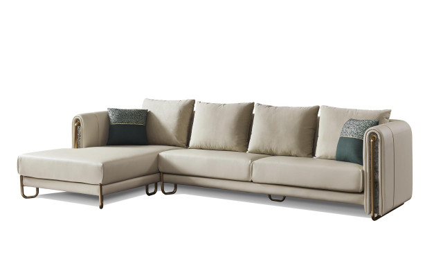 Bank Bankstel Bekleding Set Woonlandschap Ontwerp Hoekbank Leer L-Vorm