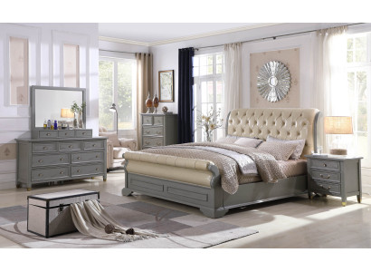 Bedbekleding Ontwerp Luxe Houten Tweepersoons Hotelbedden Slaapkamer Leder Grijs