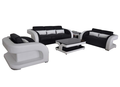 XXL Bank Leren Woonlandschap Set Ontwerp Moderne Bankstellen 3+2+1 Nieuw.