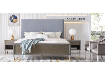 Leren Bed Tweepersoonsbed Grijs 180x200 Bedden Bekleding Luxe Dubbel