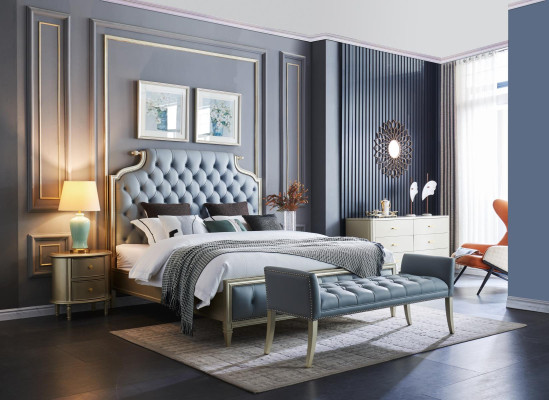 Een hoogwaardig designerbed in Chesterfield-stijl voor uw slaapkamer.
