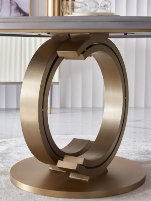 Ontwerper eettafel luxe eetkamertafels gestoffeerde houten roestvrijstalen tafel Rond