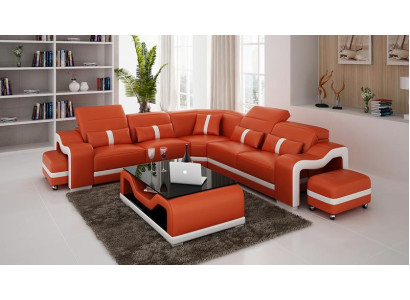 Desing Hoekbank Bank Lederen Hoek L-vormige Woonlandschap Bekleding Hoekbankstel