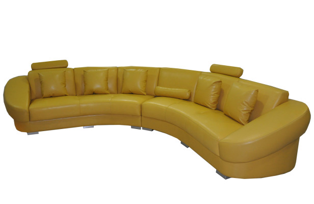 Ronde hoekbank bank bekleding XXL Big Ronde bank lounge U-vorm geel Nieuw