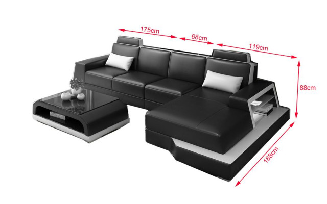 Modern hoekbank ontwerp bank bekleding hoek woonlandschap leer textiel bank LED