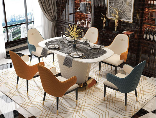 Ontwerp eettafel lederen stenen tafel Moderne eettafels meubels 160x90 tafels