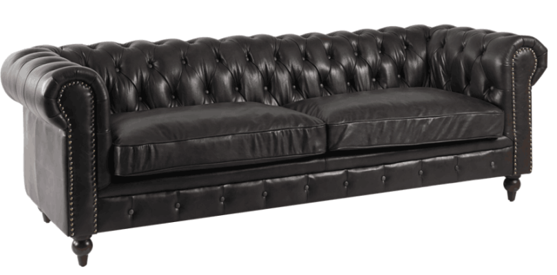 Chesterfield Bank 3-zits Modern Leer-Vezel Echt Hout Luxe Klassieke Stijl Meubels
