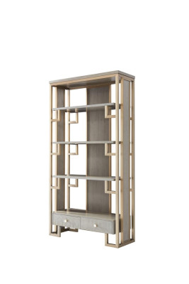 Luxe roestvrijstalen vitrinekast houten designer kast vitrine rek kasten