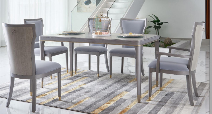 Luxe meubels eettafel tafel eetkamer woonkamer hout roestvrij staal ontwerp